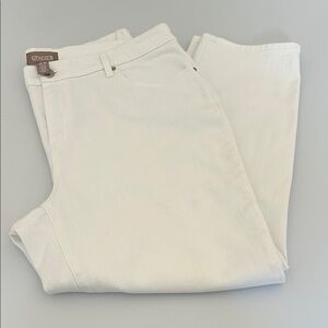 Chico's Crisp White Denim Pants Ankle length Size 2.5 or 14 inseam 26”